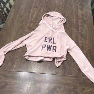 Grl Pwr pink crop top hoodie from Rue 21.